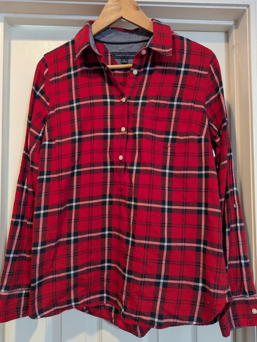 Tommy Hilfiger Red Plaid Women's Button-Up Shirt